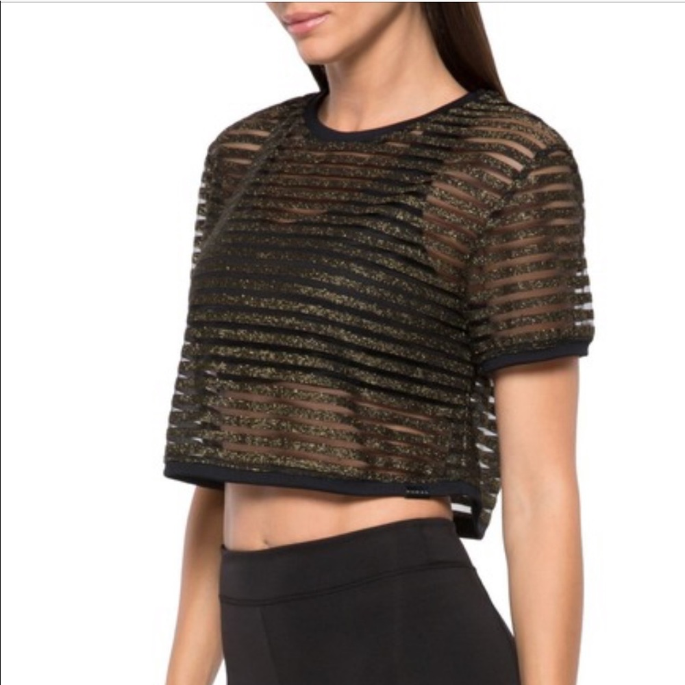 Koral Terrain Disconnect Gold/Black Crop Top